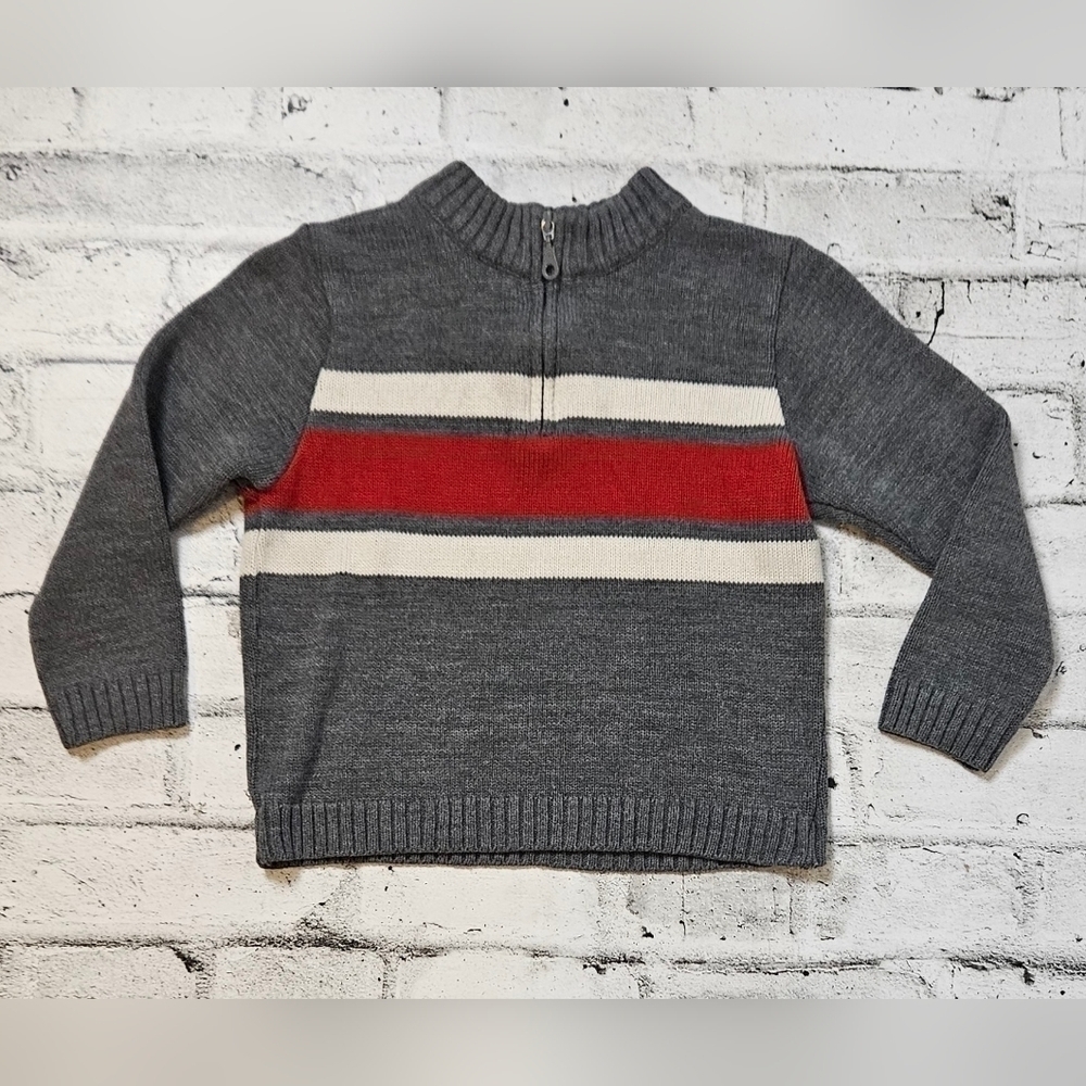 Arizona Kids Grey Stripe Half-Zip Sweater Size 7